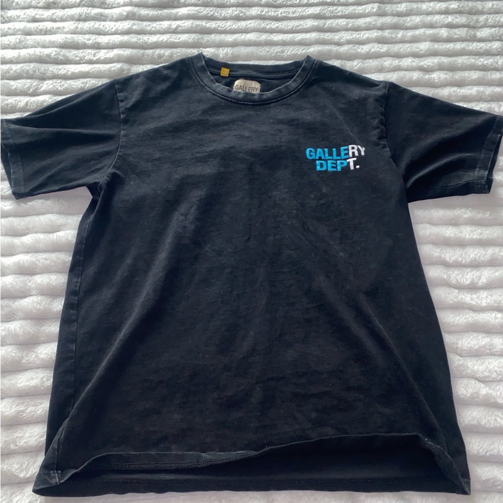 Gallery Dept Black Tee with Blue Logo